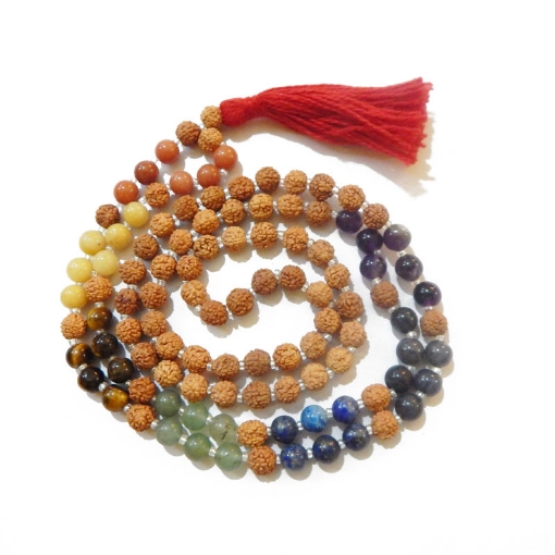 7 Chakra Gemstone Mala with Rudraksha