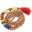 Rudraksha Mala with Yellow Aventurine Pendant