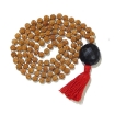 Picture of Rudraksha Mala mit facettiertem Trommelanhänger aus schwarzem Onyx