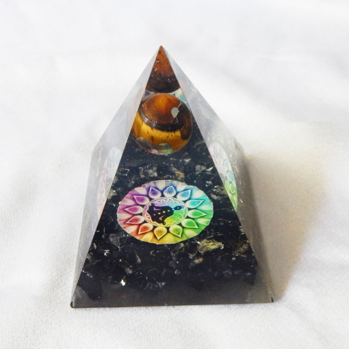 Orgone Pyramid, Black Tourmaline and Tiger Eye Ball